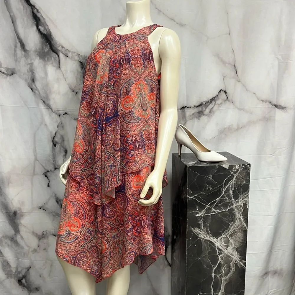 *Neiman Marcus dress orange blue paisley print